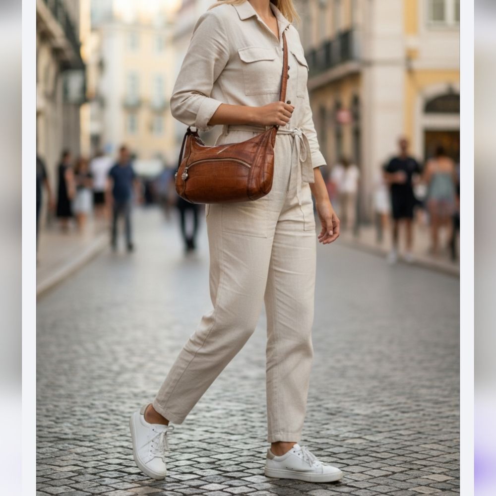 Brighton Cross Body Croco Tan leather Women Brown handbag Purse - Picture 4 of 4